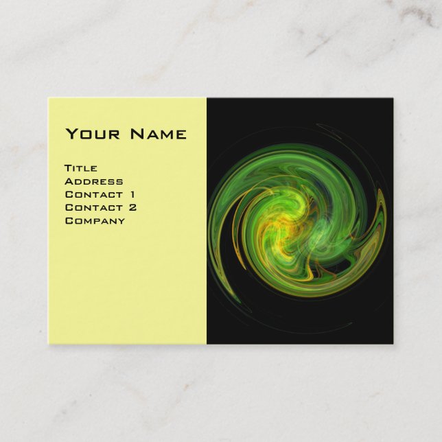 LIGHT VORTEX ,vibrant black yellow green white Business Card (Front)