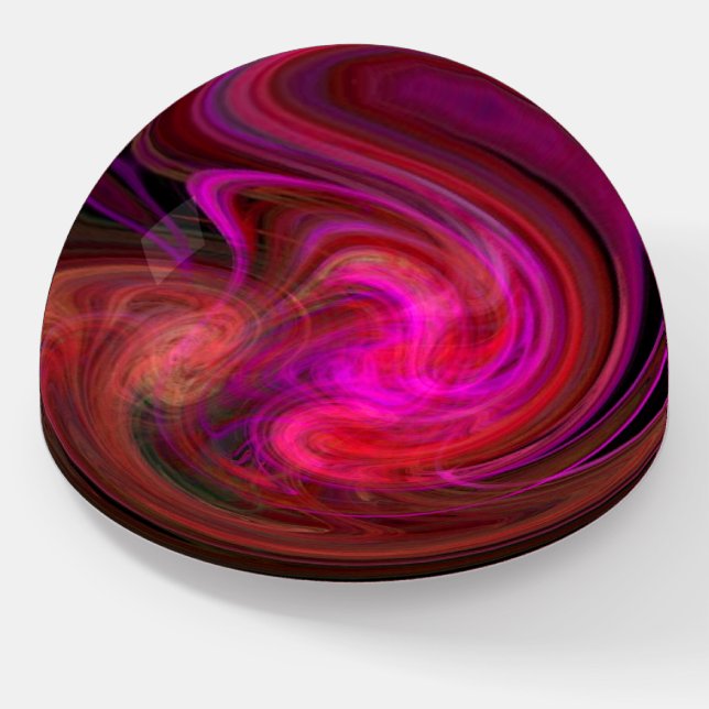 LIGHT VORTEX Vibrant Fuchsia Red Purple Paperweight (Angled)
