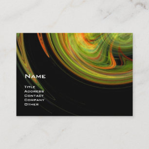 LIGHT VORTEX,YELLOW ORANGE GREEN FRACTALS Black Business Card