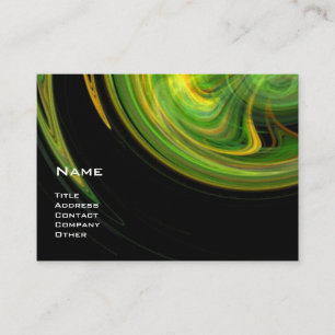 LIGHT VORTEX,YELLOW ORANGE GREEN SWIRLS Black Business Card