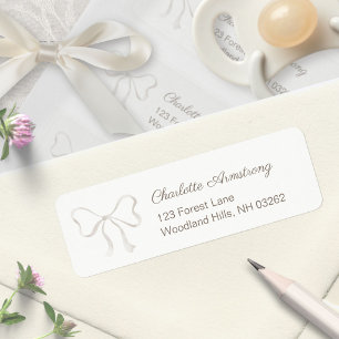 Light Warm Cream Baby Shower Bow Return Address Label
