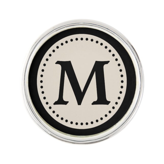 Light Warm Gray Black Monogram Pin (Front)