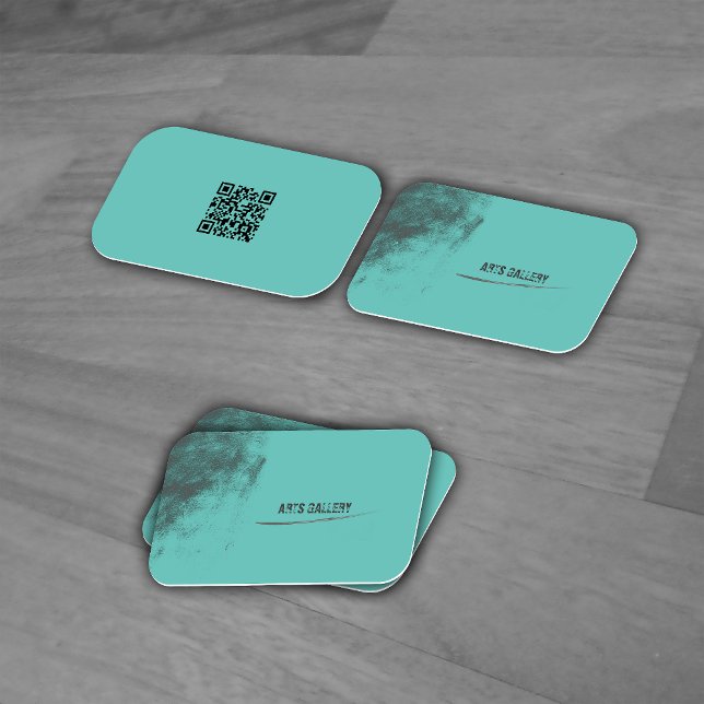 Light Water Color Graffiti Smudged Qr Code Business Card (Creator Uploaded)