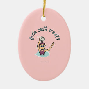 Light Water Polo Player Girl Ceramic Ornament