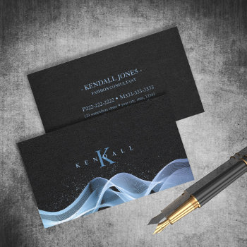Light Wave And Stardust Monogram Blue Id781 Business Card by arrayforcards at Zazzle