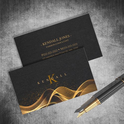 Light Wave and Stardust Monogram Gold ID781 Business Card