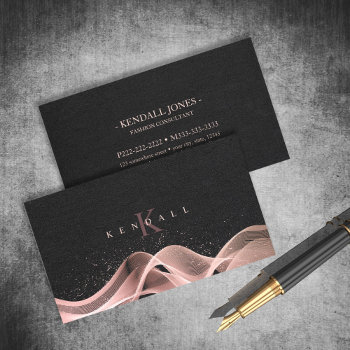 Light Wave And Stardust Monogram Rose Gold Id781 Business Card by arrayforcards at Zazzle