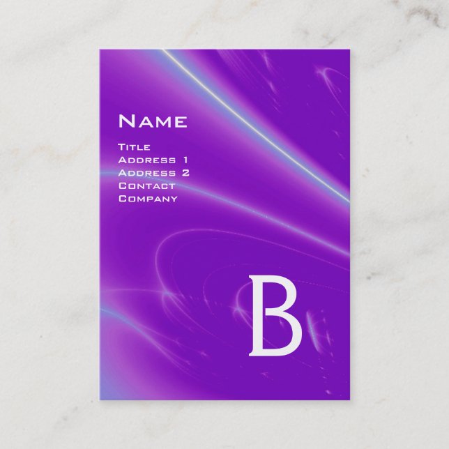 LIGHT WAVES 2 MONOGRAM purple violet white blue Business Card (Front)