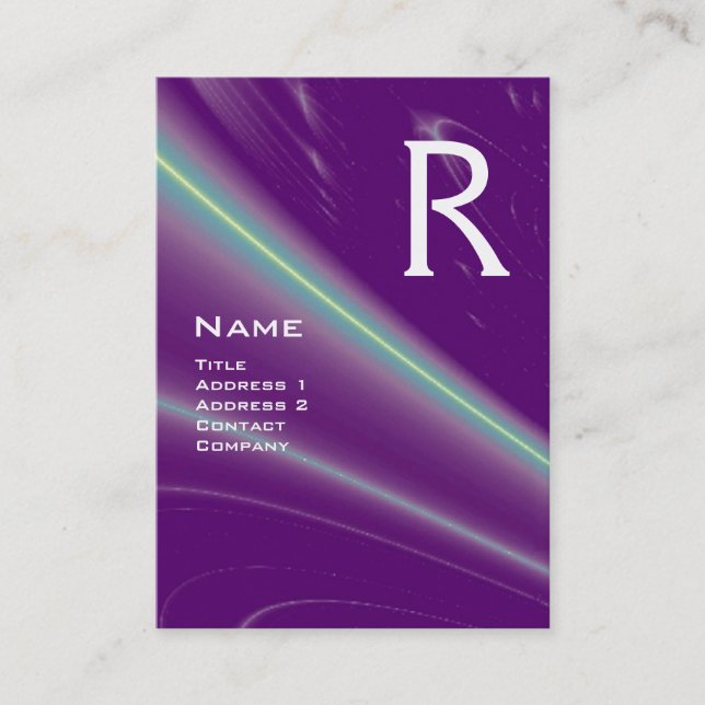 LIGHT WAVES 2 MONOGRAM purple violet white pink Business Card (Front)