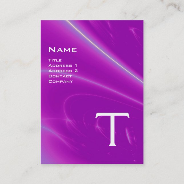 LIGHT WAVES 2 MONOGRAM purple violet white pink Business Card (Front)