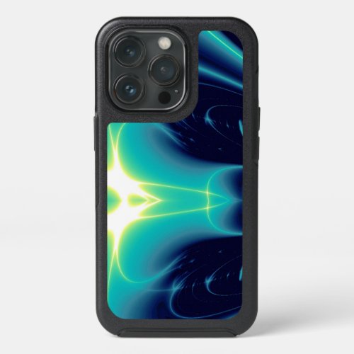 LIGHT WAVES Abstract Teal Blue Turquoise Black  iPhone 13 Pro Case