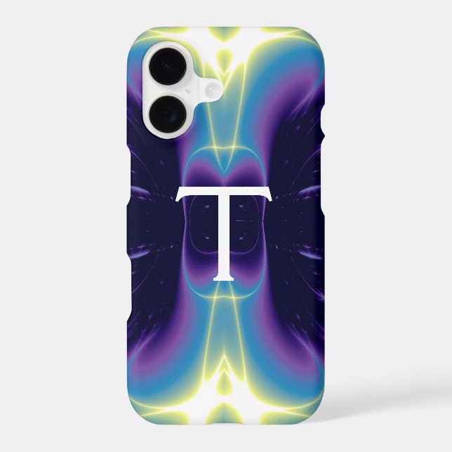 LIGHT WAVES MONOGRAM purple violet blue Iphone Case (Back)