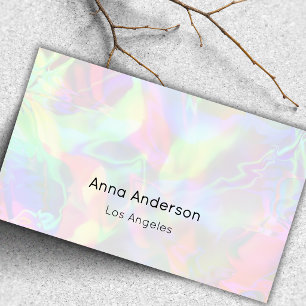 Light White Opal Stone Holographic Hologram Business Card