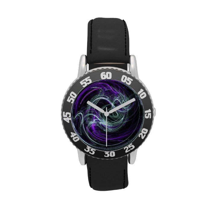 Light Within   Abstract Violet & Indigo Swirls Wristwatch