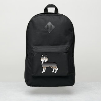 Light Wolf Gray Siberian Husky Cute Cartoon Dog Port Authority® Backpack
