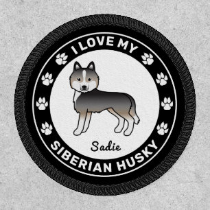 Light Wolf Gray Siberian Husky Dog Love & Name Patch