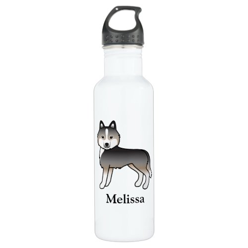 Light Wolf Grey Siberian Husky Cartoon Dog  Name Stainless Steel Water Bottle