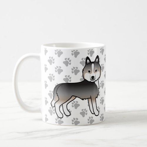 Light Wolf Grey Siberian Husky Cartoon Dog  Paws Coffee Mug