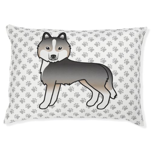 Light Wolf Grey Siberian Husky Cartoon Dog  Paws Pet Bed
