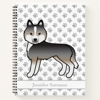 Light Wolf Grey Siberian Husky Cartoon Dog &amp; Text Notebook