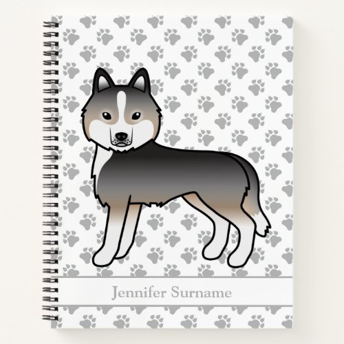 Light Wolf Grey Siberian Husky Cartoon Dog  Text Notebook