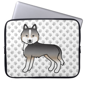Light Wolf Grey Siberian Husky Cute Cartoon Dog Laptop Sleeve