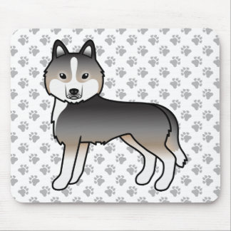 Light Wolf Grey Siberian Husky Cute Cartoon Dog Mouse Pad