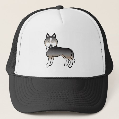 Light Wolf Grey Siberian Husky Cute Cartoon Dog Trucker Hat