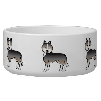 Light Wolf Grey Siberian Husky Cute Cartoon Dogs Bowl