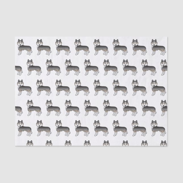 Light Wolf Grey Siberian Husky Cute Dog Pattern Tissue Paper (Front)