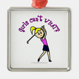 Light Woman Golfer Metal Ornament