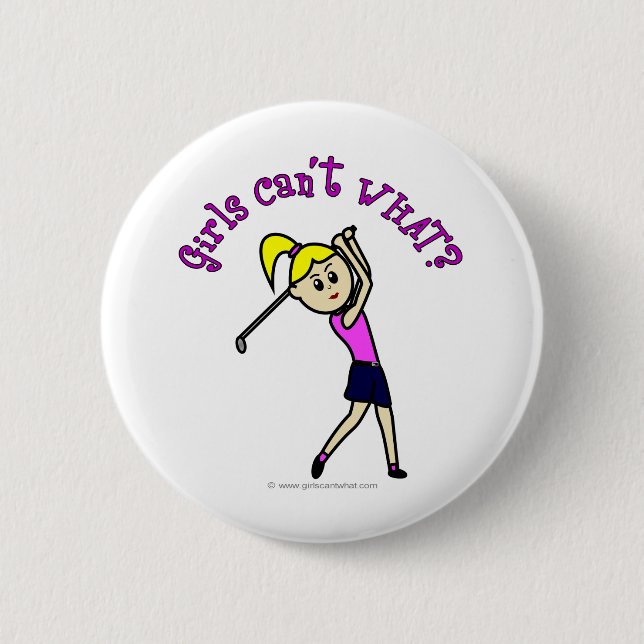Light Woman Golfer Pinback Button (Front)