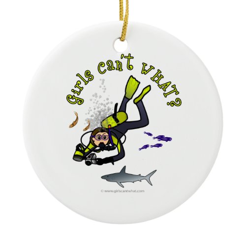 Light Woman Scuba Diver Ceramic Ornament