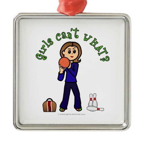 Light Womens Bowling Metal Ornament