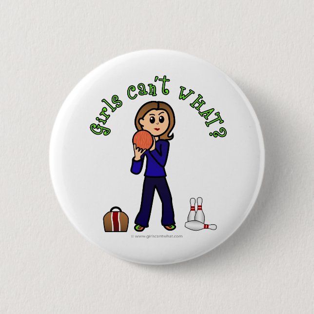 Light Womens Bowling Pinback Button (Front)