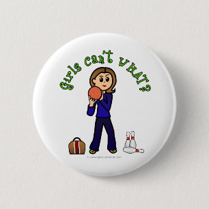 Light Womens Bowling Pinback Button