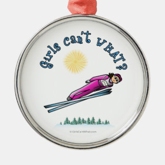 Light Women's Ski Jumping Metal Ornament