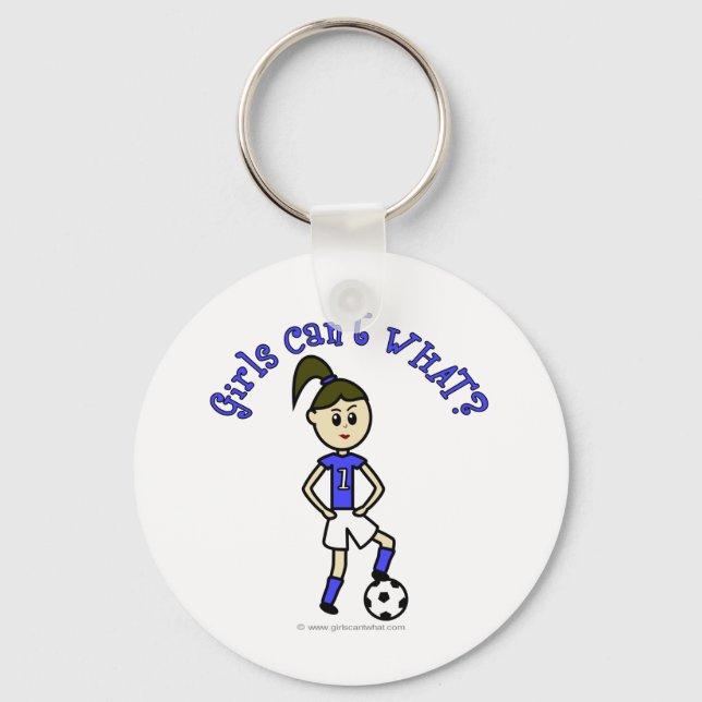 Light Womens Soccer in Blue Uniform Keychain (Front)