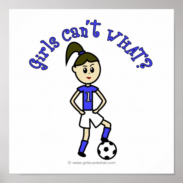 Light Womens Soccer in Blue Uniform Poster (Front)