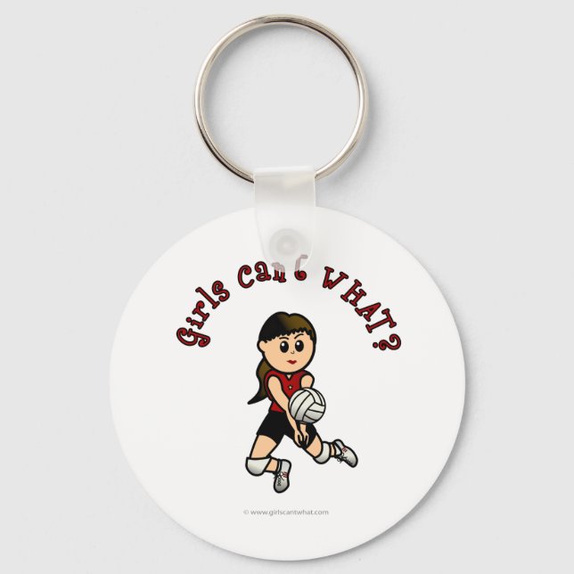 Light Womens Volleyball in Red Uniform Keychain (Front)