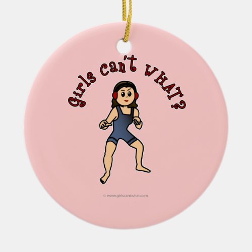 Light Womens Wrestling Ceramic Ornament