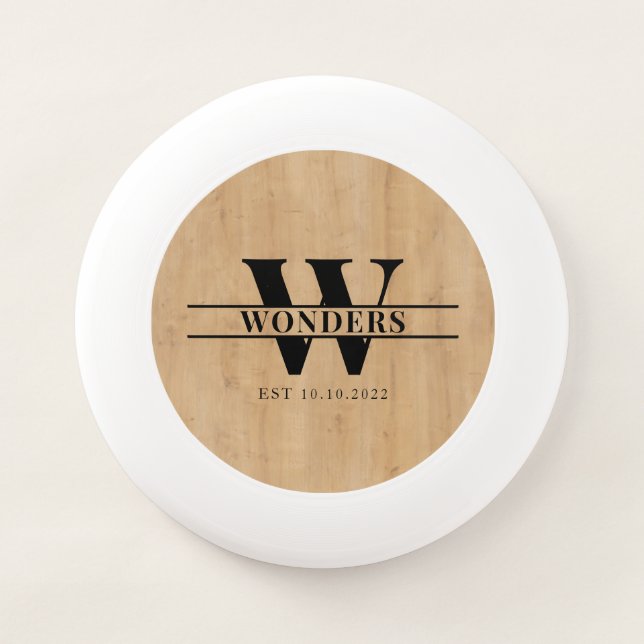 Light Wood Grain Basics Monogram Wham-O Frisbee (Front)