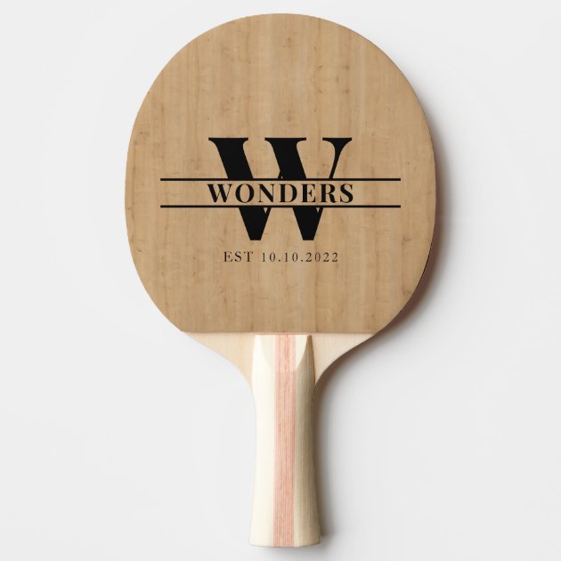 Light Wood Grain Custom Monogrammed Ping Pong Paddle