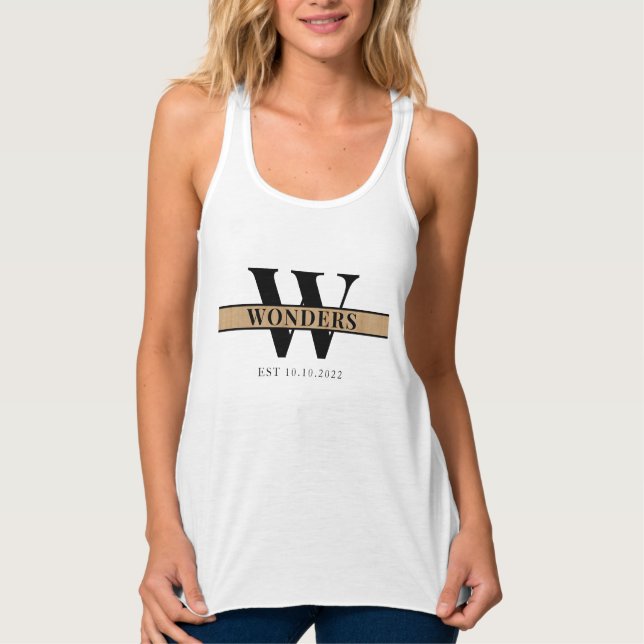 Light Wood Grain Frame Monogram team Tank Top (Front)