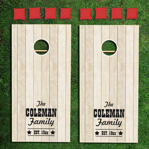 Light Wood-look Personalized Cornhole Set