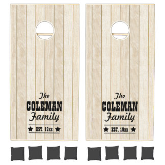 Light Wood-look Personalized Cornhole Set