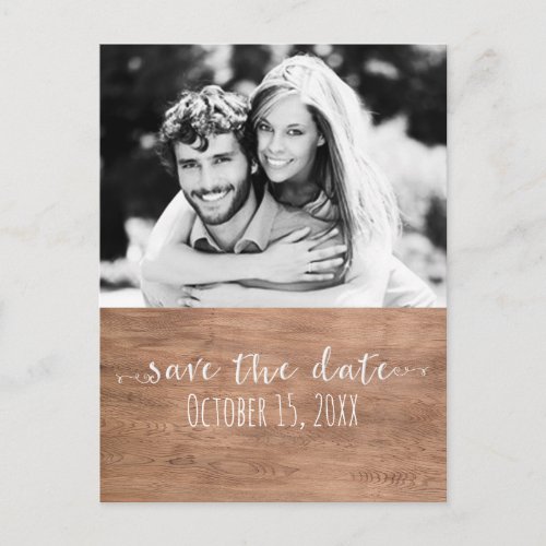 Light Wood SAVE THE DATE Rustic Wedding Photo Announcement Postcard