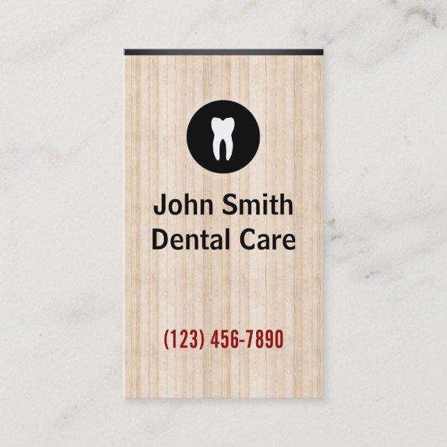 Light Wood Texture Dental Care Business Card (Front)