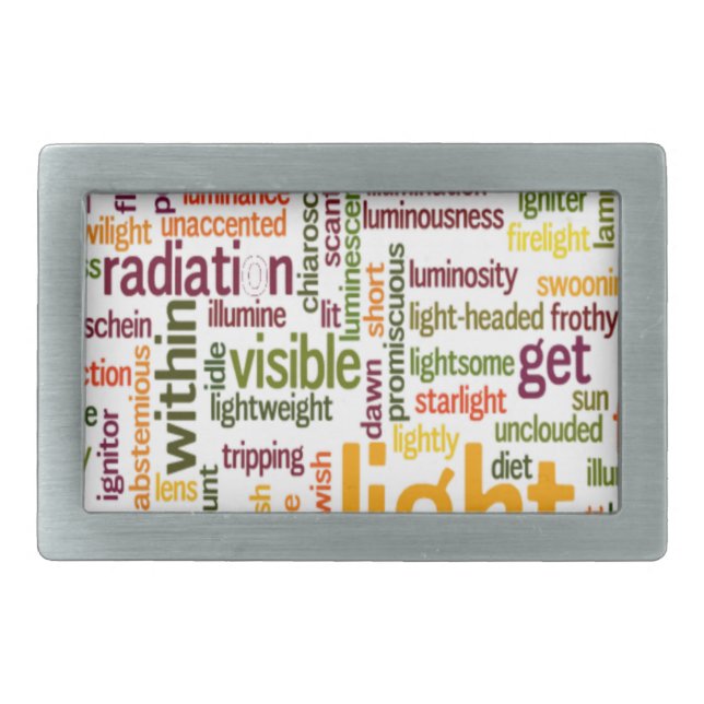 Light Word Cloud Art Print Belt Buckle (Front)