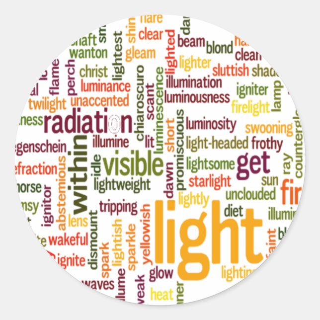 Light Word Cloud Art Print Classic Round Sticker (Front)